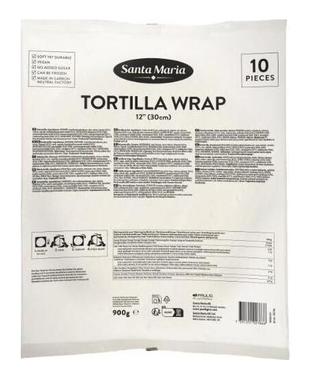 Tortilijos 12" SANTA MARIA, 30 cm, 10 vnt., 900 g