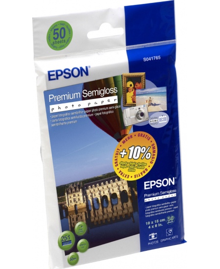 Epson Premium Semigloss Photo Paper 10x15cm, 251g/m2, 50 sheets Epson