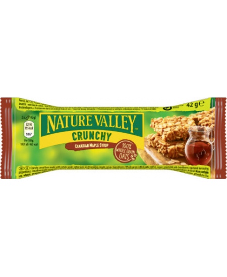 Traškus dribsnių batonėlis NATURE VALLEY kanadientiško klevų sirupo skonio 42g