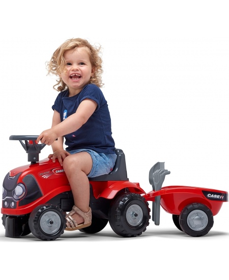 FALK Jeździk Traktorek Baby Case IH Ride-On Czerwony z Przyczepką + akc. od 12 miesięcy