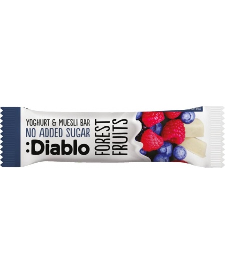 Musli batonėlis su miško vaisių skonio jogurtu, DIABLO, be pridėtinio cukraus, 30g
