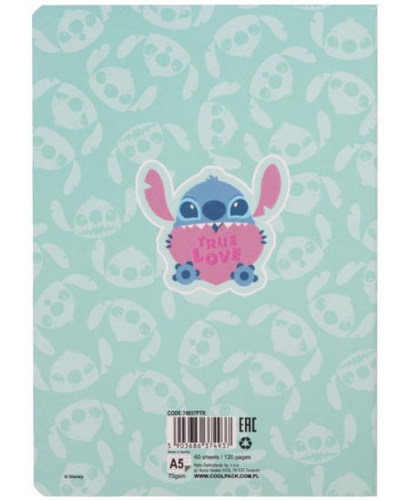 Sąsiuvinis langeliais DISNEY Stitch Pastel Nr. 3, A5, 60 lapų, 70 gms