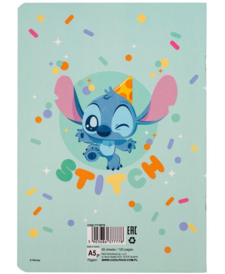 Sąsiuvinis linijomis DISNEY Stitch Pastel Nr. 4, A5, 60 lapų, 70 gms