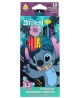 Spalvoti pieštukai DISNEY Stitch Blue, tribriauniai, 12 spalvų