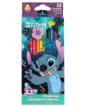 Spalvoti pieštukai DISNEY Stitch Blue, tribriauniai, 12 spalvų