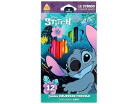 Spalvoti pieštukai DISNEY Stitch Blue JUMBO, 12 spalvų