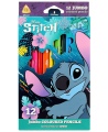 Spalvoti pieštukai DISNEY Stitch Blue JUMBO, 12 spalvų