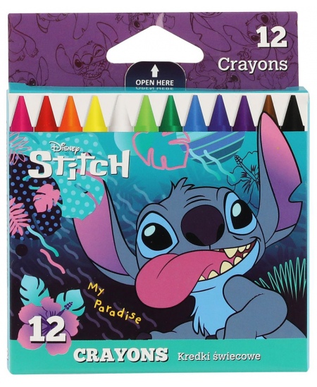 Vaškinės kreidelės DISNEY Stitch Blue, 12 spalvų