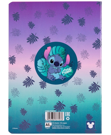 Sąsiuvinis linijomis DISNEY Stitch Blue Nr. 2, A5, 32 lapų, 70 gms