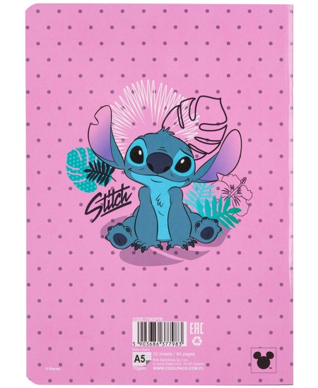 Sąsiuvinis linijomis DISNEY Stitch Blue Nr.3, A5, 32 lapų, 70 gms