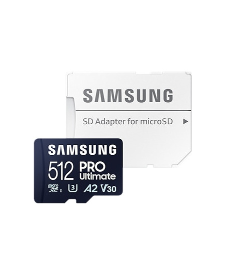 Samsung | MicroSD Card | PRO Ultimate | 512 GB | microSDXC Memory Card | Flash memory class U3, V30, A2 | SD adapter