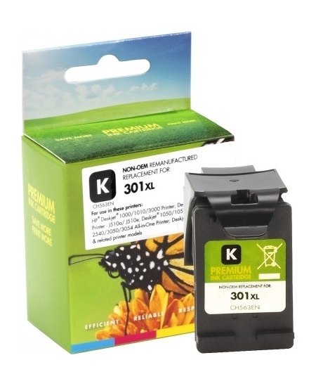 Neoriginali Static Control HP 301 XL Bk (CH563EE), juoda kasetė