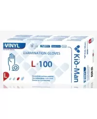 Vienkartinės vinilinės pirštinės POLYSEM, be pudros, L dydis, 100 vnt.