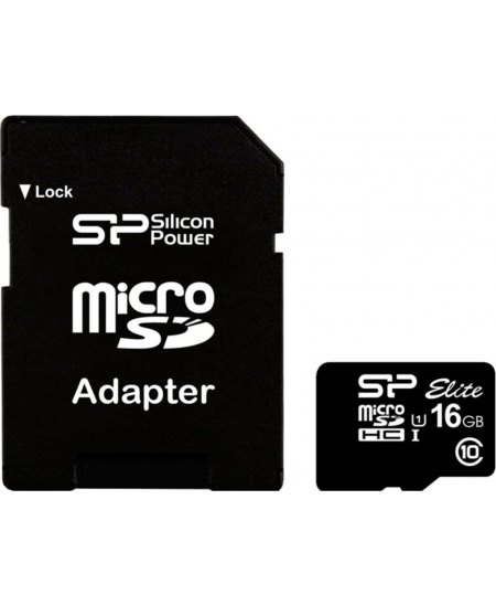 Silicon Power Elite UHS-I 16 GB, MicroSDHC, Flash memory class 10, SD adapter