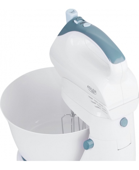 Adler Mixer AD 4202 Mixer with bowl, 300 W, Number of speeds 5, Turbo mode, White