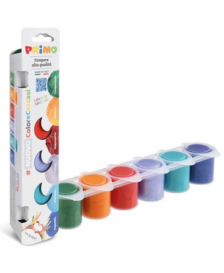 Vaikų sukurtų spalvų guašas PRIMO, 6 spalvos x 25 ml