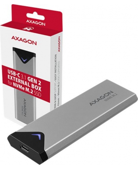 AXAGON External SuperSpeed+ USB-C metal box for M.2 NVMe SSD disks having sizes of up 42 to 80 mm | EEM2-UG2
