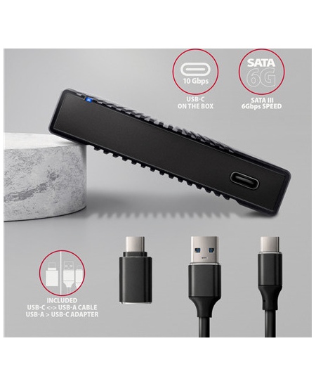 AXAGON USB-C 10Gbps RIBBED Box | EE25-GTR