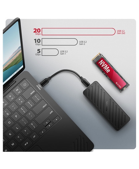 AXAGON USB-C 20Gbps - M.2 NVMe SSD ARMORED Box | EEM2-20G