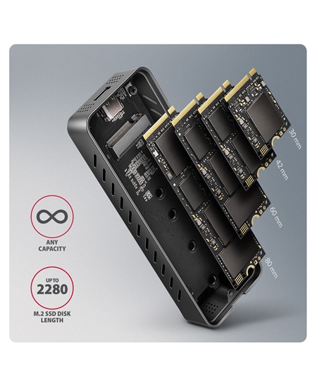 AXAGON USB-C 20Gbps - M.2 NVMe SSD ARMORED Box | EEM2-20G