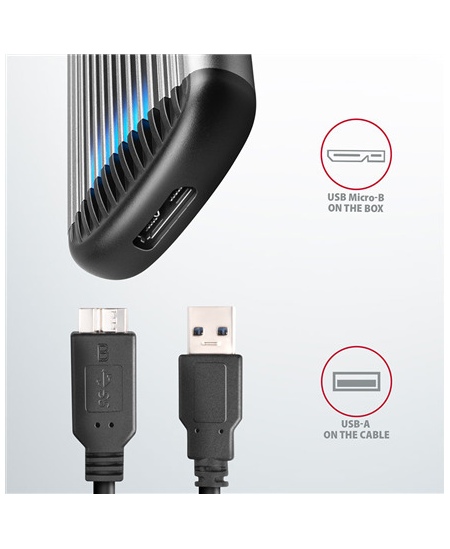 AXAGON SuperSpeed USB Micro-B - M.2 SATA SSD Ribbed Box | EEM2-SA