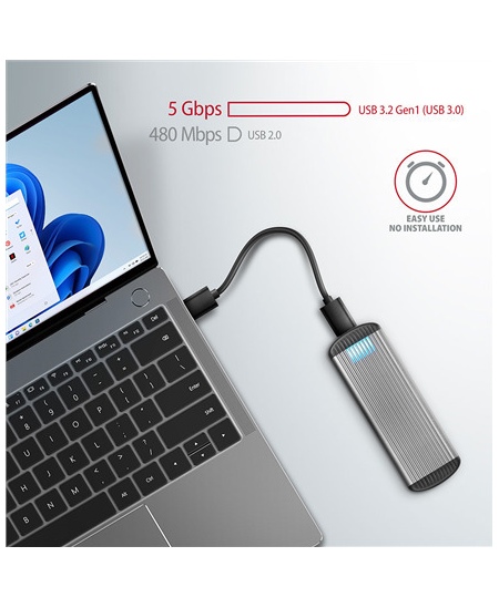 AXAGON SuperSpeed USB Micro-B - M.2 SATA SSD Ribbed Box | EEM2-SA