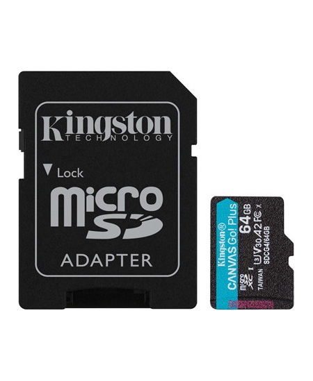 Kingston | Canvas Go! Plus | 64 GB | SD | Flash memory class Class 10, UHS-I, U3, V30, A2