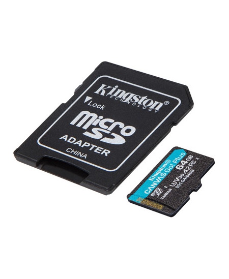 Kingston | Canvas Go! Plus | 64 GB | SD | Flash memory class Class 10, UHS-I, U3, V30, A2