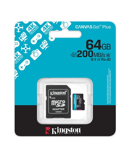 Kingston | Canvas Go! Plus | 64 GB | SD | Flash memory class Class 10, UHS-I, U3, V30, A2