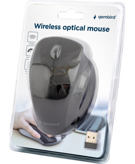 Gembird | Wireless Optical mouse | MUSW-6B-02 | Optical mouse | USB | Black