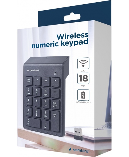 Gembird | Numeric keypad | KPD-W-02 | Numeric keypad | Wireless | N/A | Black