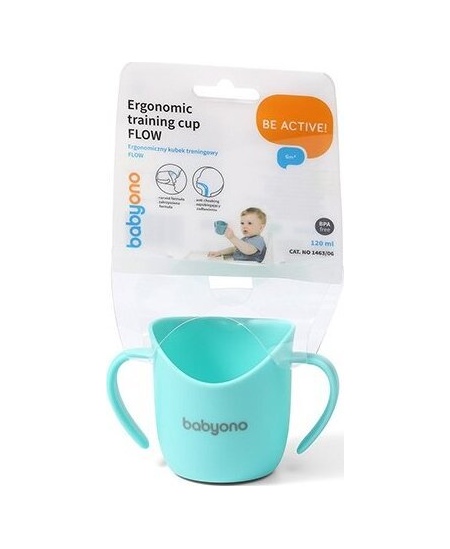 Babyono ergonomiškas mokomasis puodelis mėtinis 1463/06