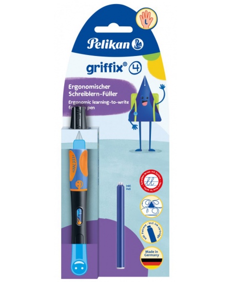 Plunksnakotis PELIKAN Griffix-4, kairiarankiams, Neon Black, blisteryje