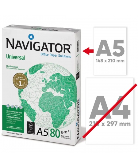 Popierius NAVIGATOR Universal, 80 g/m2, A5, 500 lapų