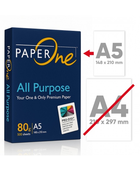 Popierius PAPER ONE ALL Purpose 80 g/m2, A5, 500 lapų