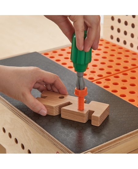 MASTERKIDZ Drewniany Warsztat Montessori STEM z Narzędziami + Akcesoria