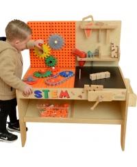 MASTERKIDZ Drewniany Warsztat XXL Montessori STEM z Narzędziami + Akcesoria