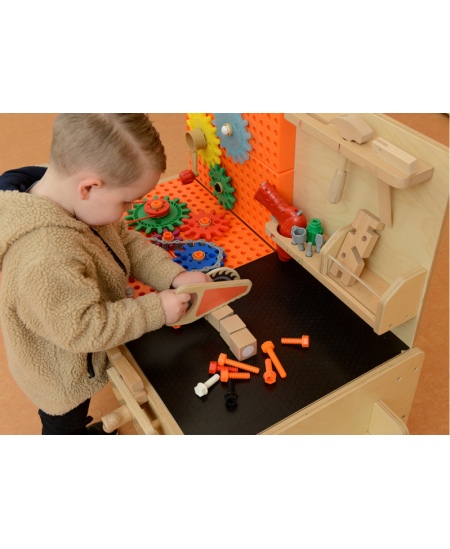 MASTERKIDZ Drewniany Warsztat XXL Montessori STEM z Narzędziami + Akcesoria