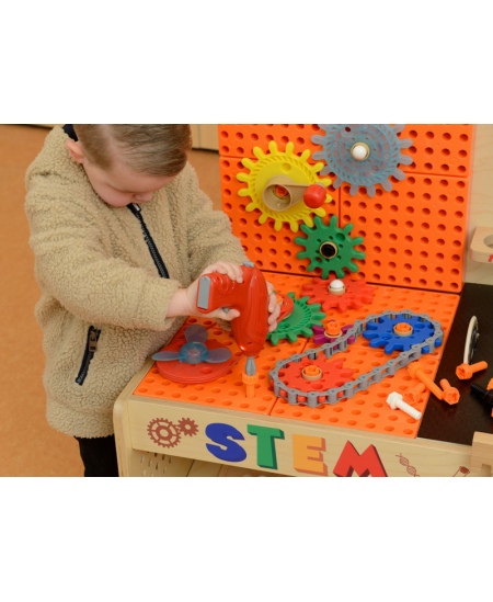 MASTERKIDZ Drewniany Warsztat XXL Montessori STEM z Narzędziami + Akcesoria