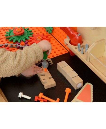MASTERKIDZ Drewniany Warsztat XXL Montessori STEM z Narzędziami + Akcesoria
