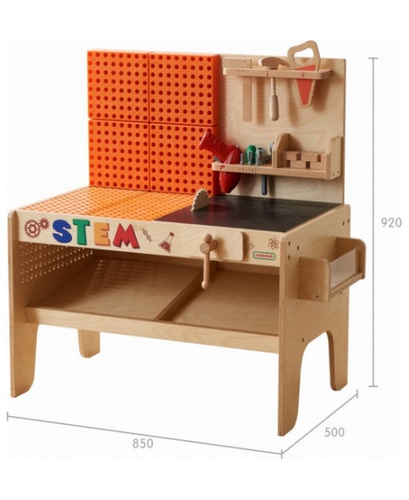 MASTERKIDZ Drewniany Warsztat XXL Montessori STEM z Narzędziami + Akcesoria