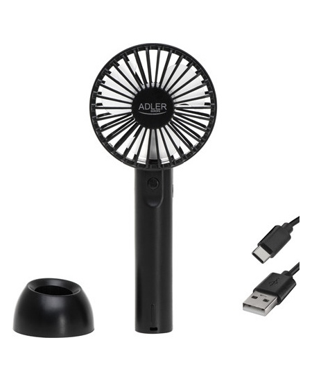 Adler Mini USB Fan | AD 7338 | Desk fan | Black | Diameter 7 cm | Number of speeds 3