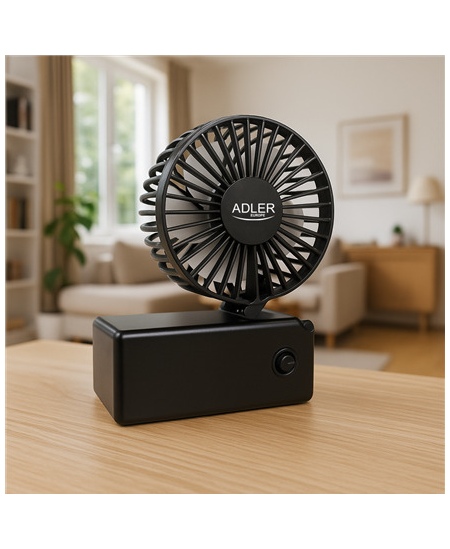Adler Foldable mini fan | AD 7336 | Desk fan | Black | Diameter 6.5 cm | Number of speeds 1