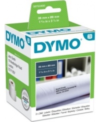 Dymo 99012 (S0722400) Etiketės 36 x 89mm, 2 ritinėliai x 260 etikečių, Balta