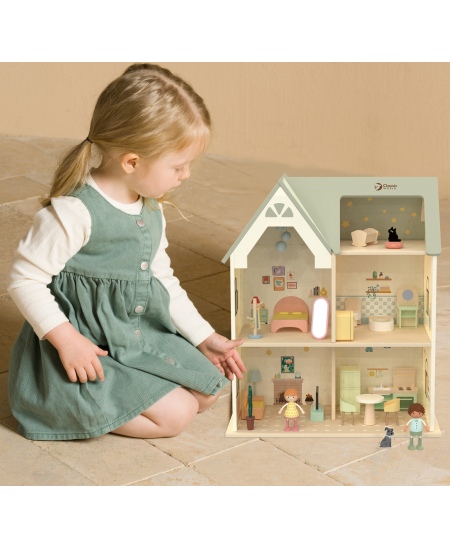 CLASSIC WORLD Wielki Drewniany Domek dla Lalek z mebelkami
