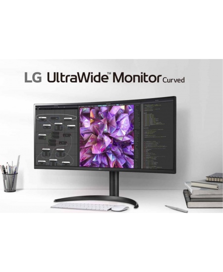 LG Curved Monitor 34WQ75C-B 34 ", IPS, QHD, 3440 x 1440, 21:9, 5 ms, 300 cd/m², Black, 60 Hz, HDMI ports quantity 2