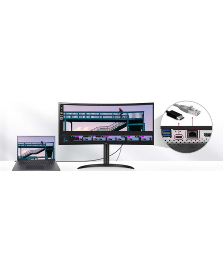 LG Curved Monitor 34WQ75C-B 34 ", IPS, QHD, 3440 x 1440, 21:9, 5 ms, 300 cd/m², Black, 60 Hz, HDMI ports quantity 2
