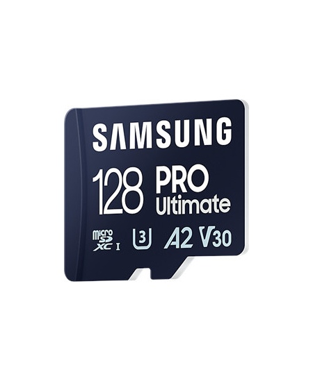 Samsung MicroSD Card PRO Ultimate 128 GB, microSDXC Memory Card, Flash memory class U3, V30, A2, SD adapter