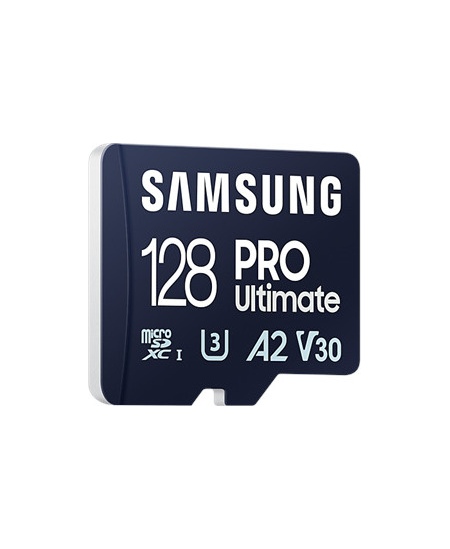Samsung MicroSD Card PRO Ultimate 128 GB, microSDXC Memory Card, Flash memory class U3, V30, A2, SD adapter