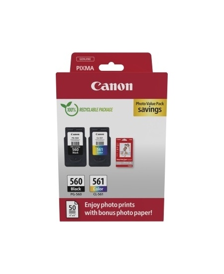 Canon CRG PG-560/CL-561 + Photo Paper Value Pack (3713C008) Rašalinių kasečių komplektas, BK/CMY